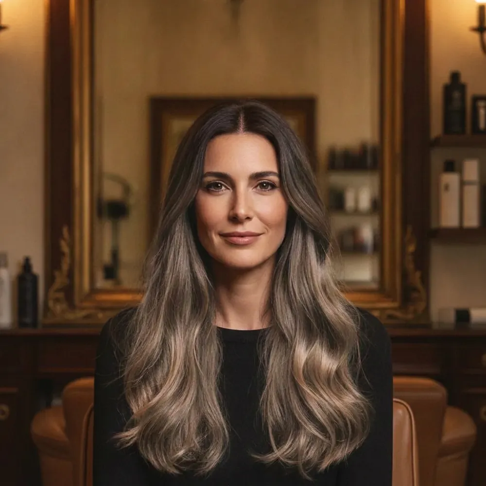 Lo stesso balayage in versione fredda, sulla modella virtuale